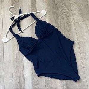 Elizabeth Hurley Swimsuit halter one piece womens Navy Blue (medium) modest swim